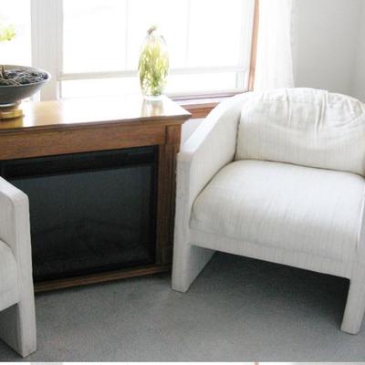 White club chairs, there are 2,   BUY IT NOW  $ 30.00 EACH
Faux fireplace, with heater   BUY IT NOW  $ 95.00