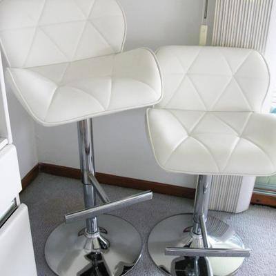 white leather adjustable stools   BUY EACH NOW $ 