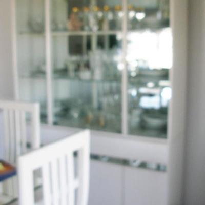 large white with mirror back china cabinet   BUY IT NOW  $ 225.00