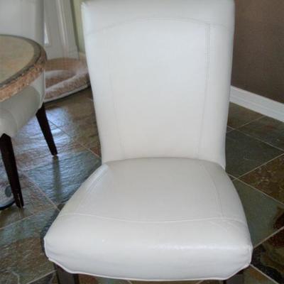 4 WHITE LEATHER CHAIRS