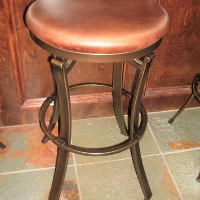 LEATHER AND METAL BAR STOOLS