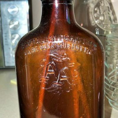 Vintage ANCIENT AGE Whiskey Bottle EMBOSSED Amber