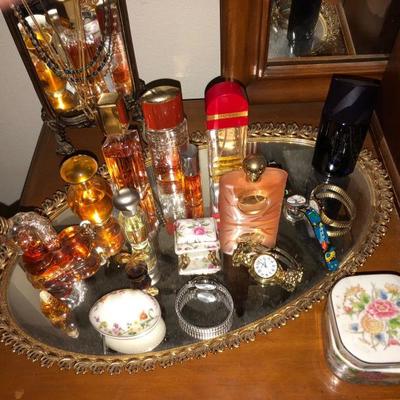 Perfumes and Mirrored Tray