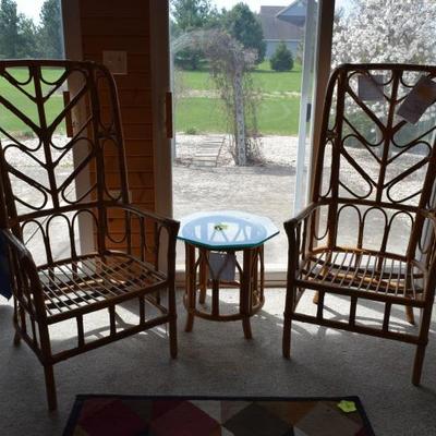 2 High Back Chair & Side Table