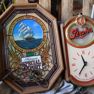 Stroh's Clock & Heileman 's Special Export Sign