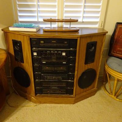 sound design stereo system built in cabinet