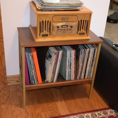 Vintage radio and vinyl records