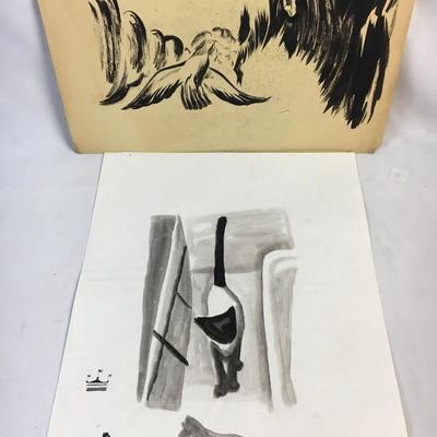 Bernard Segal ink washes
http://carrellestatesales.hibid.com/catalog/130794/may-8th-fine-art-and-antiques-auction/
