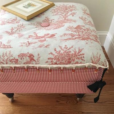 Matching Toile Stool on Casters