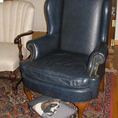 blue Leather Chair made by The Leather Shop NC