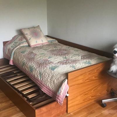 Teak trundle bed, twin
