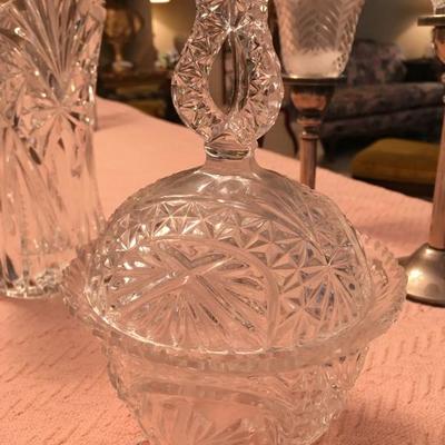 footed crystal candy dish