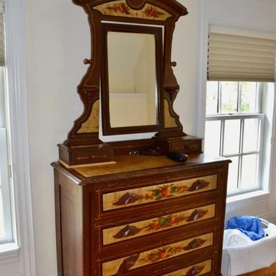Victorian hand painted mirrored dresser