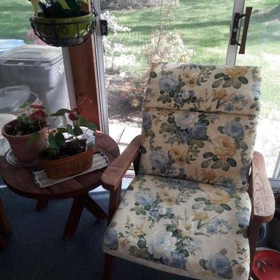 Matching chair and table, and very healthy plants