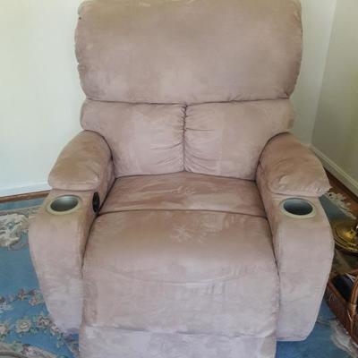 Comfortable tan recliner, you can supersize it! 