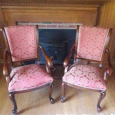Immaculate and solidly built high quality armchairs.  So useful in so many places in a home. Maybe on either side of the table &...