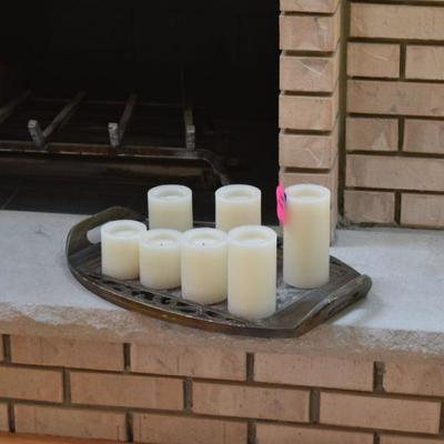 Candles on Metal Tray