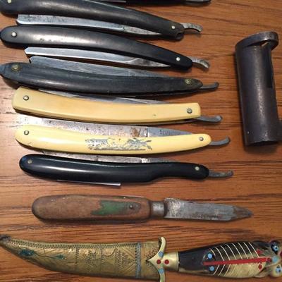 Collection of Vintage Barber Straight Knives.