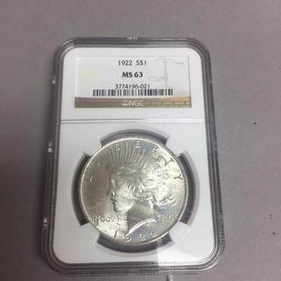Graded 1922 Silver Dollar