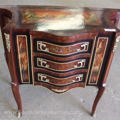 French Style 3 Drawer Paint Decorated Server with Applied Bronze
Located Inside – Auction Estimate $100-$300

