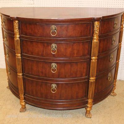  Burl Mahogany Decorator Demilune Commode with Paw Feet Attributed to Maitland Smith Furniture” 
Located Inside – Auction Estimate...