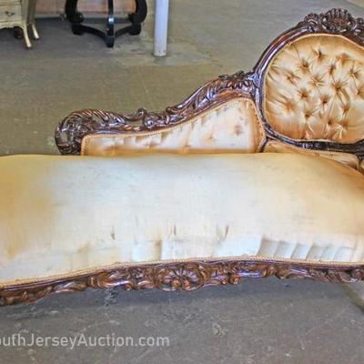Mahogany Frame Carved Upholstered Button Tufted Chaise Lounge
Located Inside – Auction Estimate $200-$400
