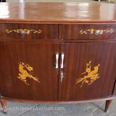 Mahogany French Style Bow Front 2 Drawer 2 Door Inlaid Server
Located Inside – Auction Estimate $100-$300
