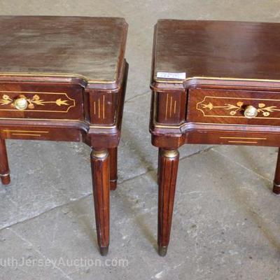 PAIR of French Style Mahogany One Drawer Nightstands with Applied Bronze
Located Inside – Auction Estimate $100-$200
