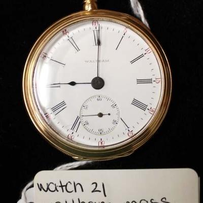 14 Karat Gold 15 Jewels Waltham Mass. Pocket Watch by â€œH.W.W. Companyâ€ 
