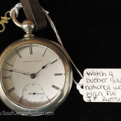 J.F. Ryerson Dueber Silverine Pocket Watch with Key by â€œNational Watch Companyâ€ Elgin FW 