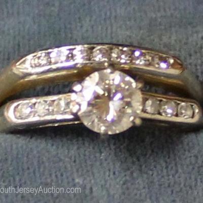 14 Karat Gold Diamond Engagement Ring Set 