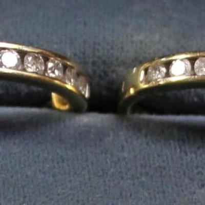 14 Karat Gold Diamond Hoop Earrings 