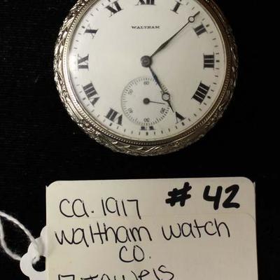 14 Karat Gold Filled 17 Jewels Pocket Watch by â€œWaltham Watch Companyâ€ 