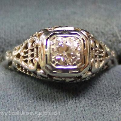14 Karat White Gold and Diamond Vintage Ring 