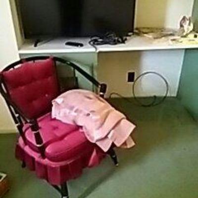 Vizio TV, Chair, and Blanket