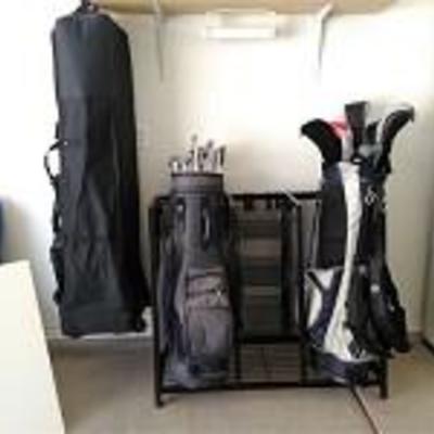 Golf Clubs, Rack & Bag