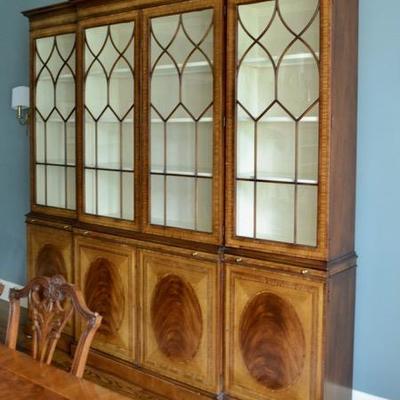E.J. Victor breakfront china cabinet with inlay