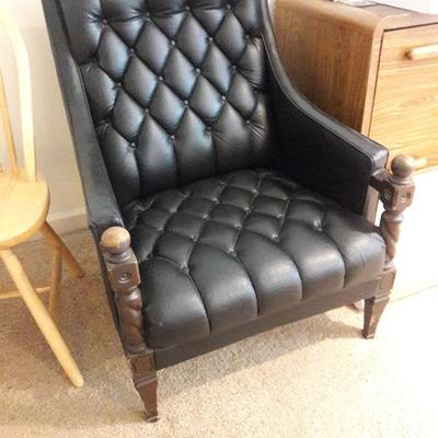 leather chair with tufting