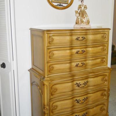 French Provincial chest of drawers, etc.