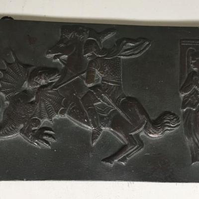 Bronze plaque depicting St. George slaying the dragon