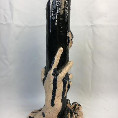 Abstract Studio Art Pottery 
click link to bid:
https://carrellestatesales.hibid.com/lot/40656350/abstract-art-pottery-hand-vase