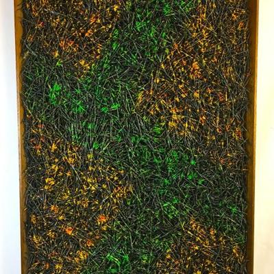 Large Abstract 3-D wall art hanging made entirely of painted toothpicks by Sword
click the link to learn more and to bid...