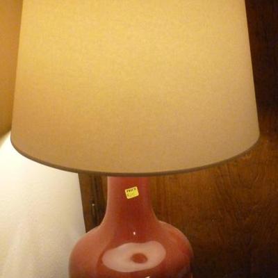 Pink table lamp with shade
