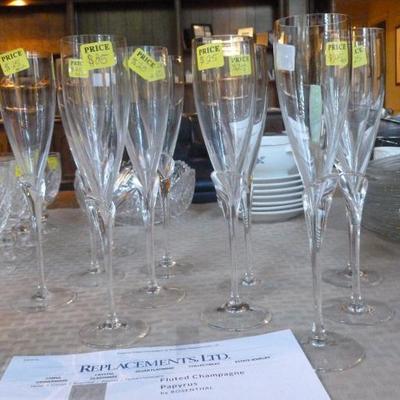 Box lot of Rosenthal Papyrus crystal champagne  flutes, $150 each on replacements.com
