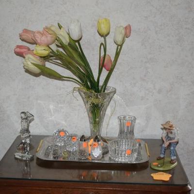 Glass vase, glass decor, figurines
