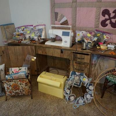 Variety of Sewing Materials and Sewing Desk