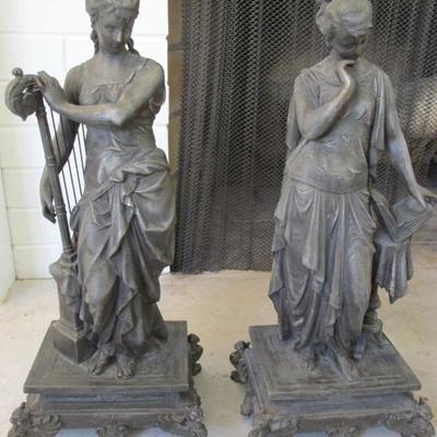Antique spelter statues