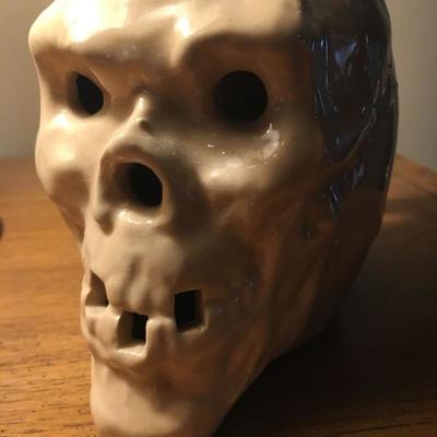 stoneware skull mug