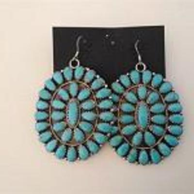Betsy Begay Cluster Turquoise & Sterling Earrings