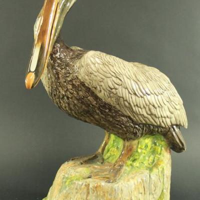 Lot 87: Contemporary Majolica Figurine of Pelican 